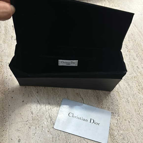 CHRISTIAN DIOR Sunglasses Case Black  Magnetic Folding Triangle Faux Leather EUC - Picture 5 of 14